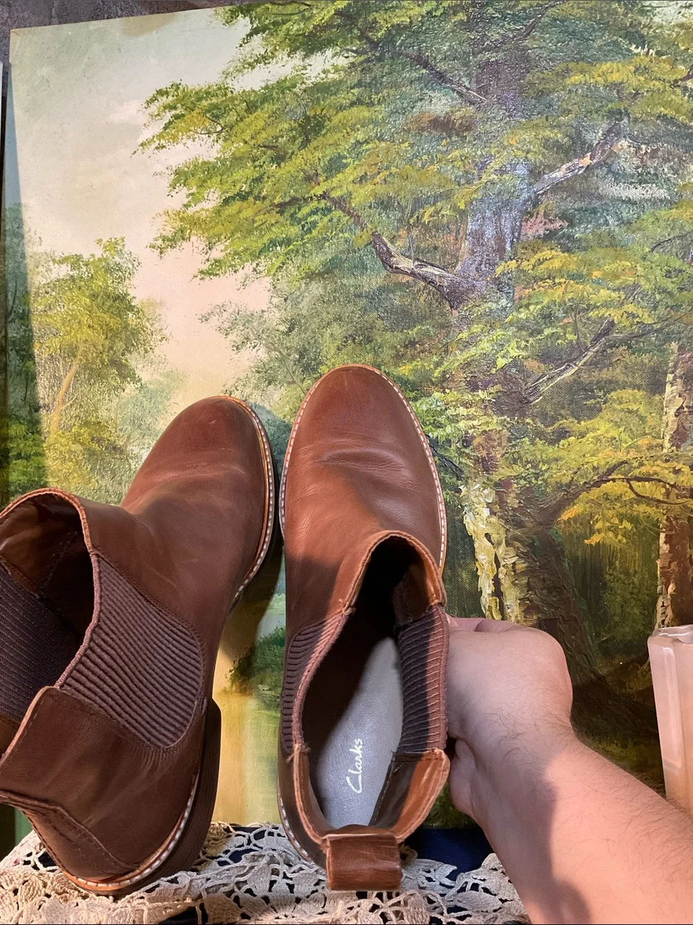 Clarks ladies Brown Leather Chukka Chelsea Boots